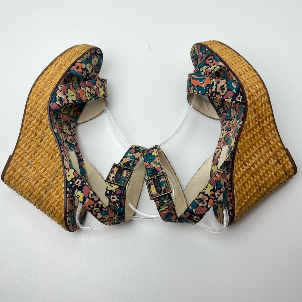 Marc Jacobs Vintage Floral Print Woven Platform Wedge Retro Sandals - Picture 7 of 11